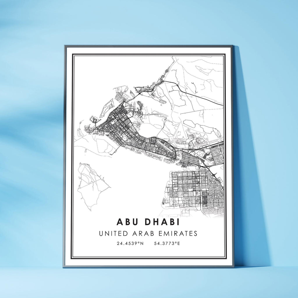 Abu Dhabi, United Arab Emirates Modern Style Map Print