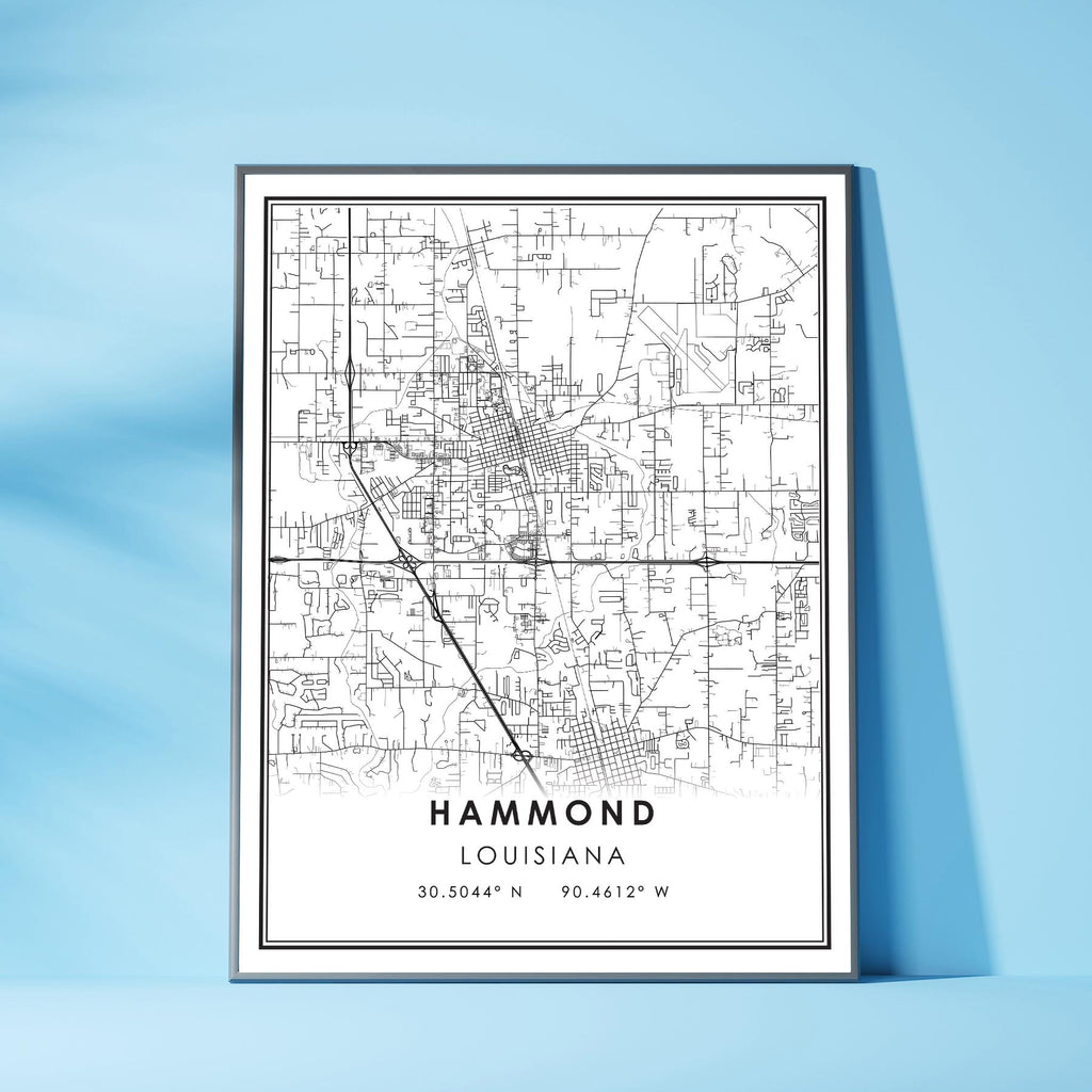 Hammond, Louisiana Modern Map Print 