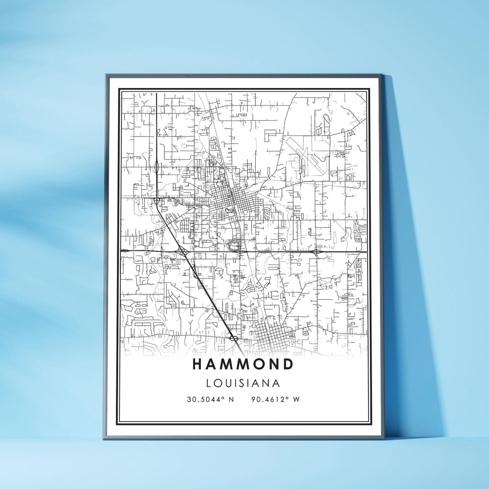 Hammond, Louisiana Modern Map Print 