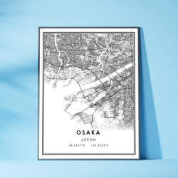 Osaka, Japan Modern Style Map Print 