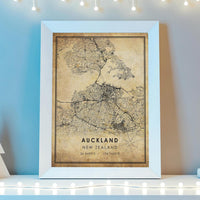 
              Auckland, New Zealand Vintage Style Map Print 
            