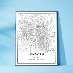 Longview, Texas Modern Map Print