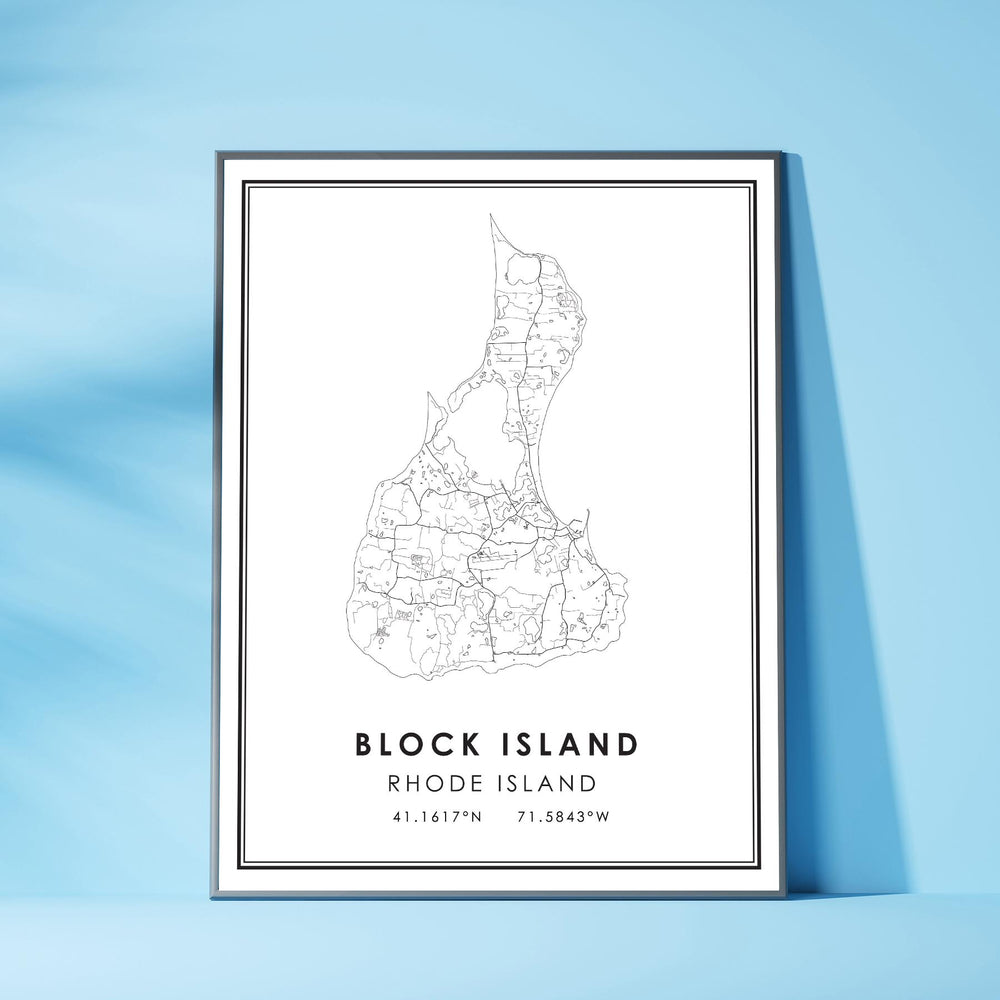 Block Island, Rhode Island Modern Map Print 