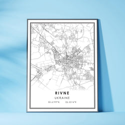 Rivne, Ukraine Modern Style Map Print 