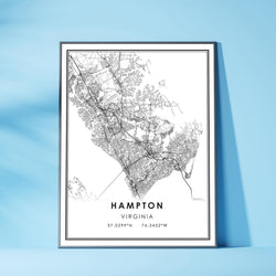 Hampton, Virginia Modern Map Print 