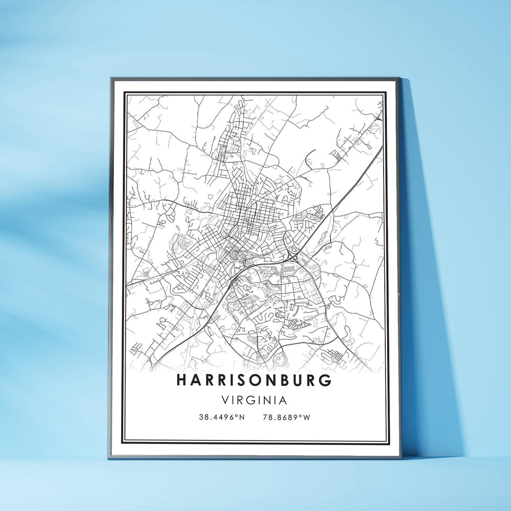 Harrisonburg, Virginia Modern Map Print 