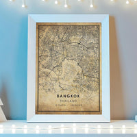 
              Bangkok, Thailand Vintage Style Map Print
            