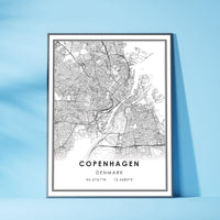 Copenhagen, Denmark Modern Style Map Print 