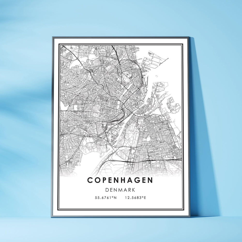 Copenhagen, Denmark Modern Style Map Print 