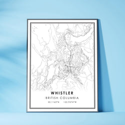 Whistler, British Columbia Modern Style Map Print 