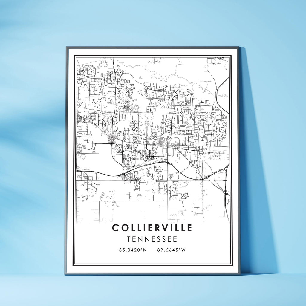 Collierville, Tennessee Modern Map Print 