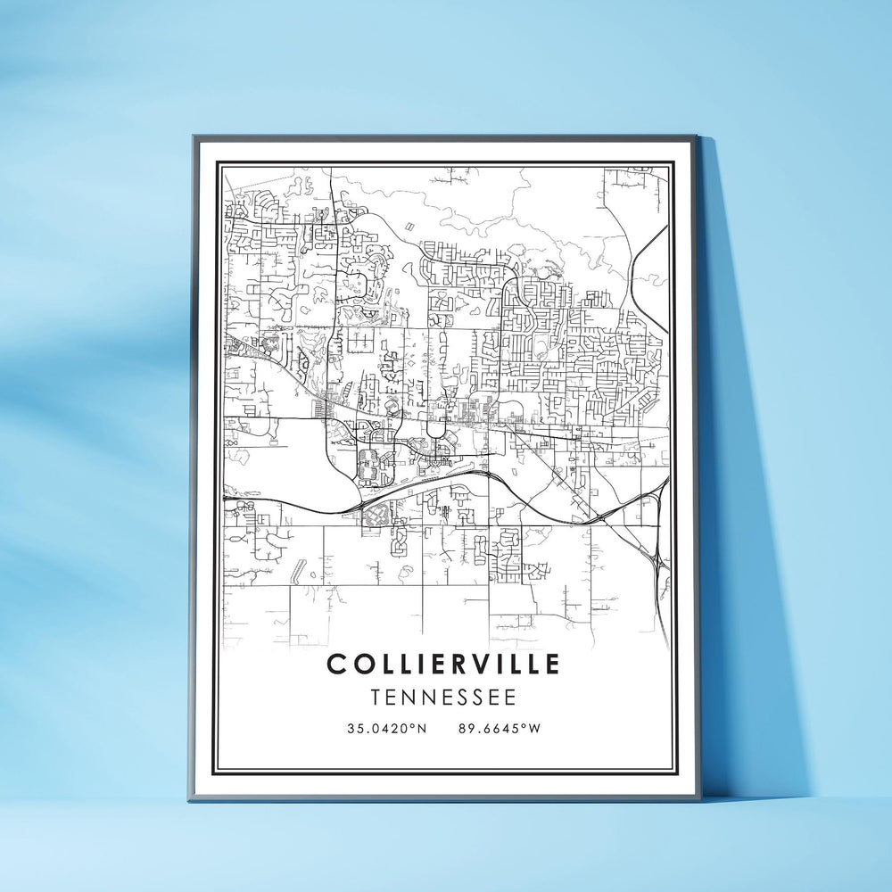 Collierville, Tennessee Modern Map Print 
