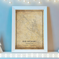 Old Hickory, Nashville, Tennessee Vintage Style Map Print 