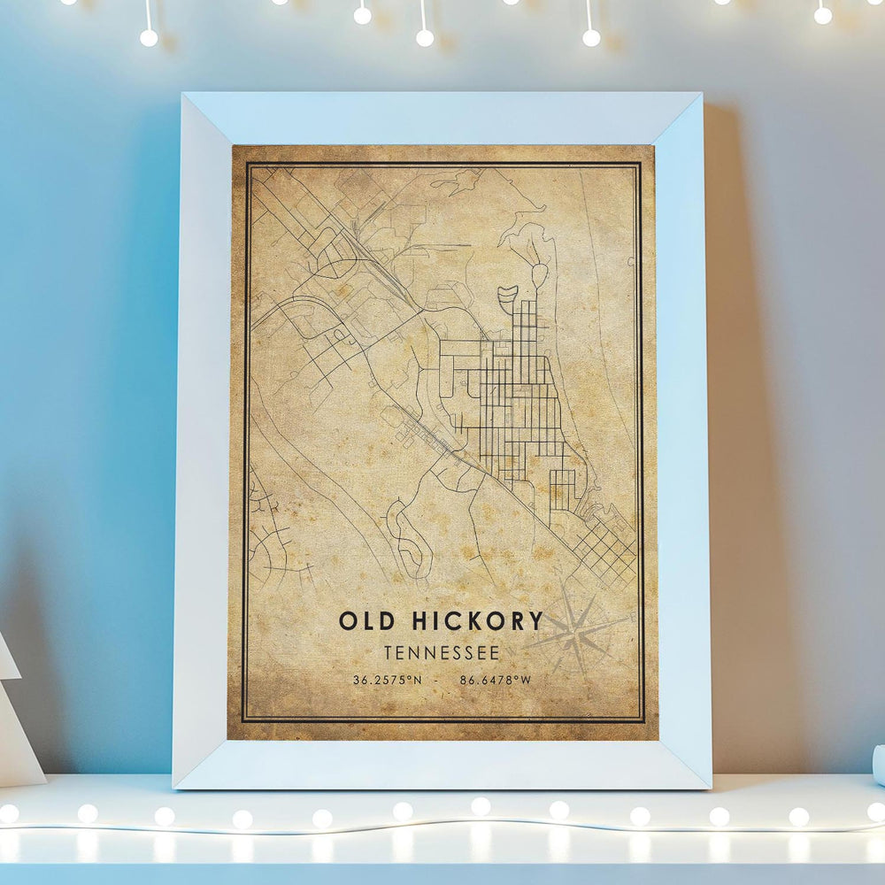 Old Hickory, Nashville, Tennessee Vintage Style Map Print 
