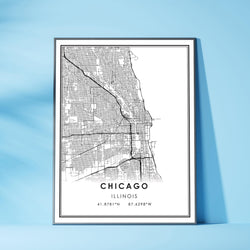 Chicago, Illinois Modern Map Print 