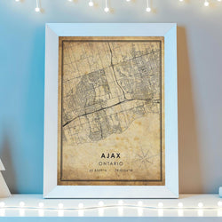 Ajax , Ontario Vintage Style Map Print 