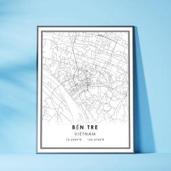 Ben Tre, Vietnam Modern Style Map Print 