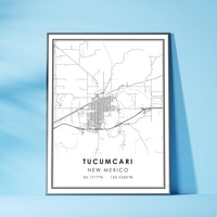 Tucumcari, New Mexico Modern Map Print 