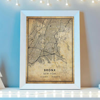 
              Bronx, New York Vintage Style Map Print 
            