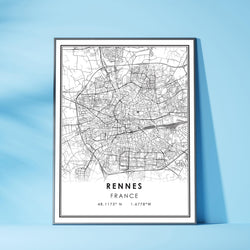 Rennes, France Modern Style Map Print