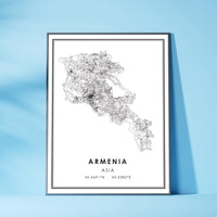 Armenia, Asia Modern Style Map Print 