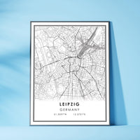 
              Leipzig, Germany Modern Style Map Print
            