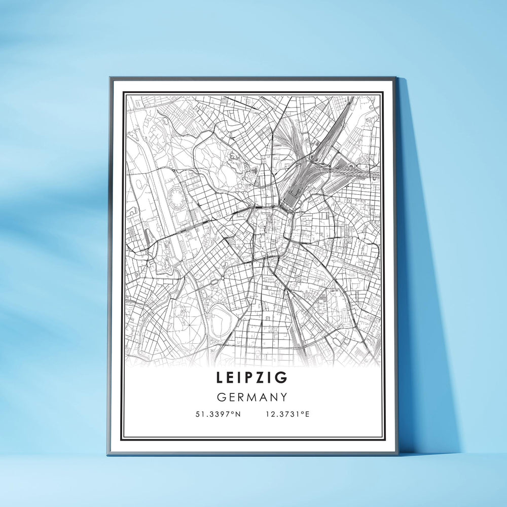 Leipzig, Germany Modern Style Map Print