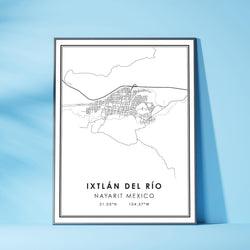 Ixtlan del Rio, Nayarit, Mexico Modern Style Map Print 