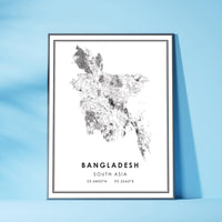 Bangladesh, South Asia Modern Style Map Print 