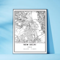 New Delhi, India Modern Style Map Print 