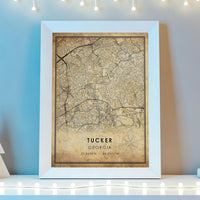 
              Tucker, Georgia Vintage Style Map Print 
            