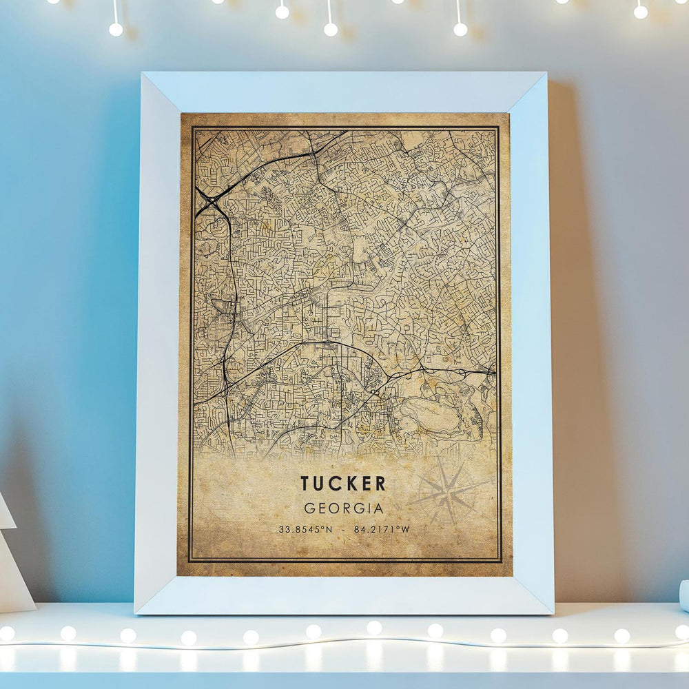 Tucker, Georgia Vintage Style Map Print 