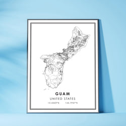 Guam, United States Modern Style Map Print 