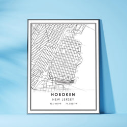 Hoboken, New Jersey Modern Map Print 