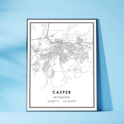 Casper, Wyoming Modern Map Print 