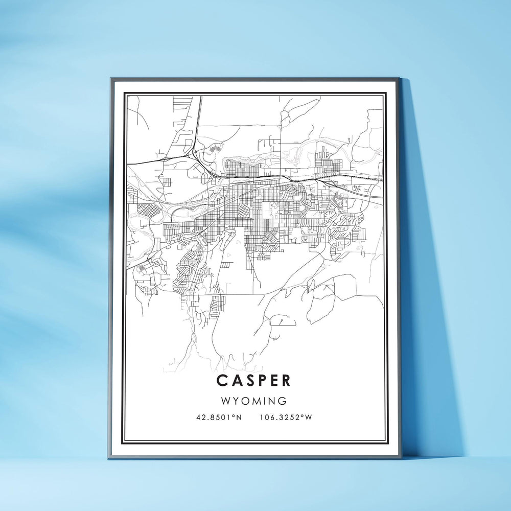 Casper, Wyoming Modern Map Print 