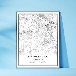 Gainesville, Virginia Modern Map Print 