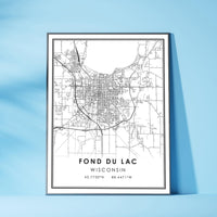 
              Fond du Lac, Wisconsin Modern Map Print
            