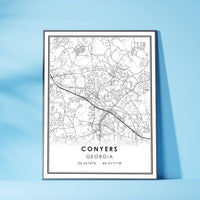 
              Conyers, Georgia Modern Map Print 
            