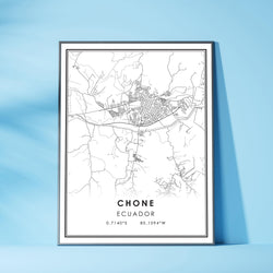Chone, Ecuador Modern Style Map Print 