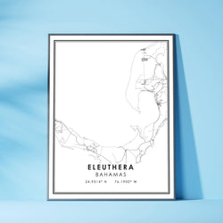 Eleuthera, Bahamas Modern Style Map Print 