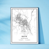 
              Butte, Montana Modern Map Print 
            