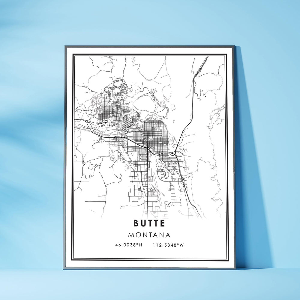 Butte, Montana Modern Map Print 