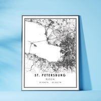 
              St. Petersburg, Russia Modern Style Map Print 
            