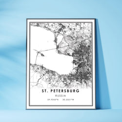 St. Petersburg, Russia Modern Style Map Print 