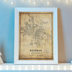 Bozeman, Montana Vintage Style Map Print 