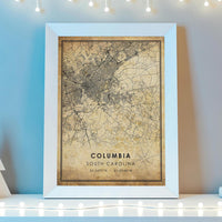 Columbia, South Carolina Vintage Style Map Print 