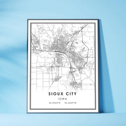 Sioux City, Iowa Modern Map Print 