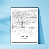 
              Moline, Illinois Modern Map Print 
            