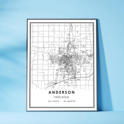 Anderson, Indiana Modern Map Print 